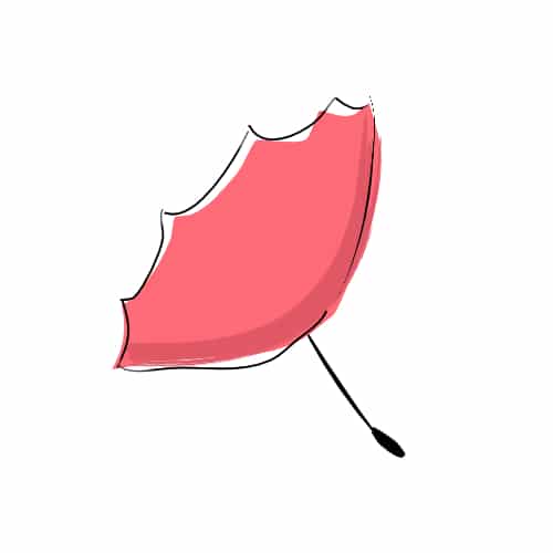 Illustration of an upturned pink umbrella
