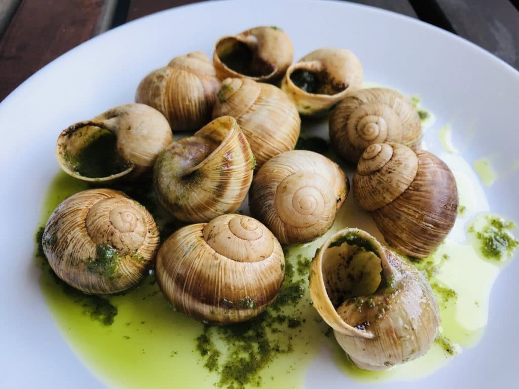 escargots in garlic sauce
