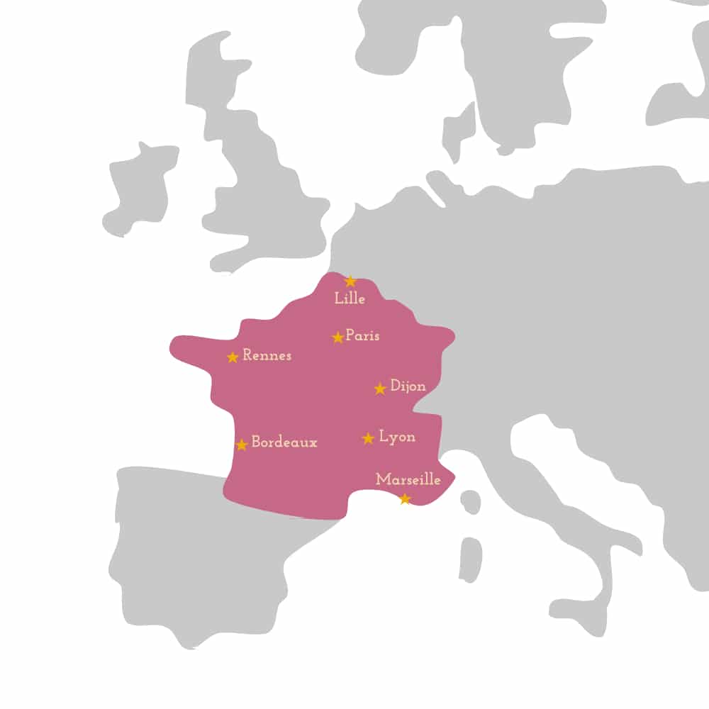 France map with Lyon highlighted