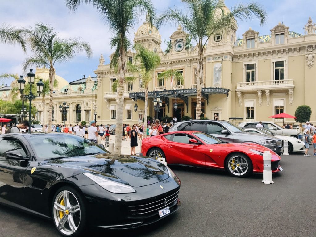 Fancy cars in front of the Casino in Monte Carlo, Monaco