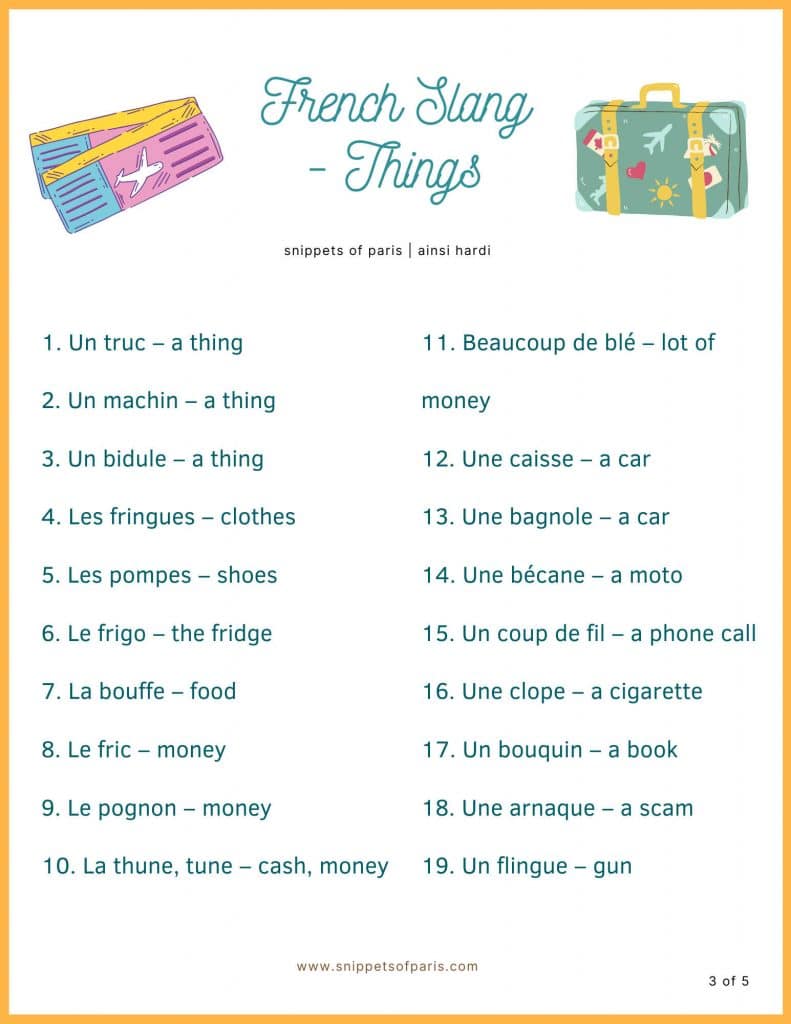 French slang for things in printable format