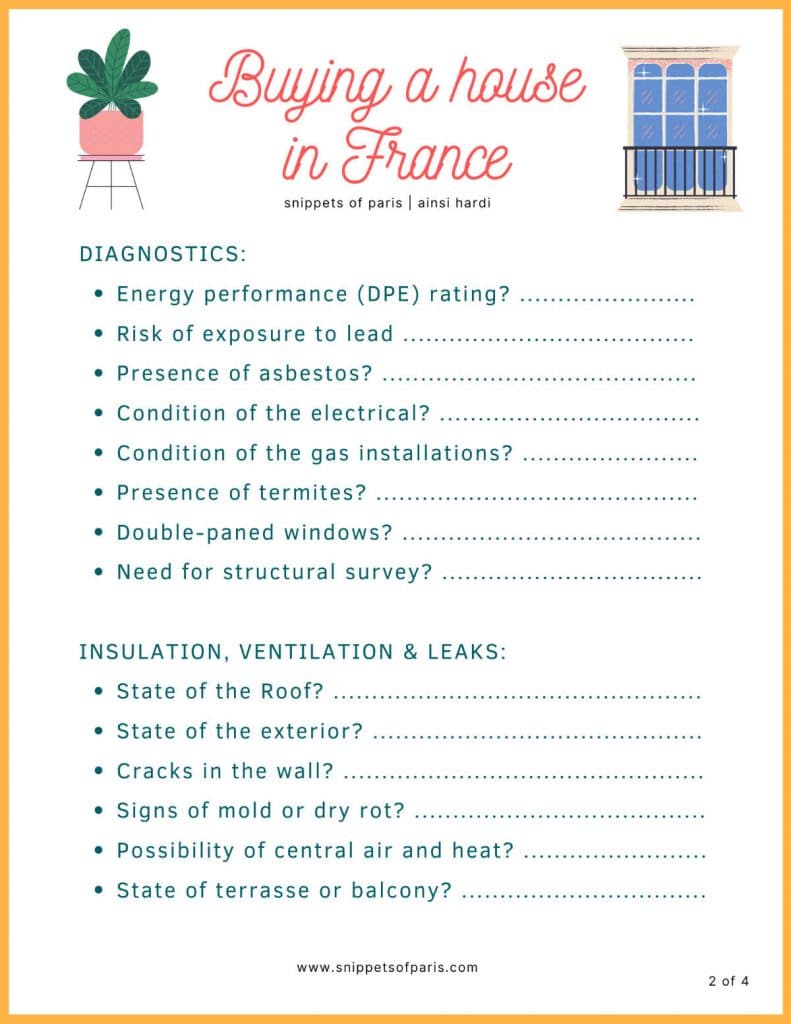 Printable checklist - buying a house in France pg 2