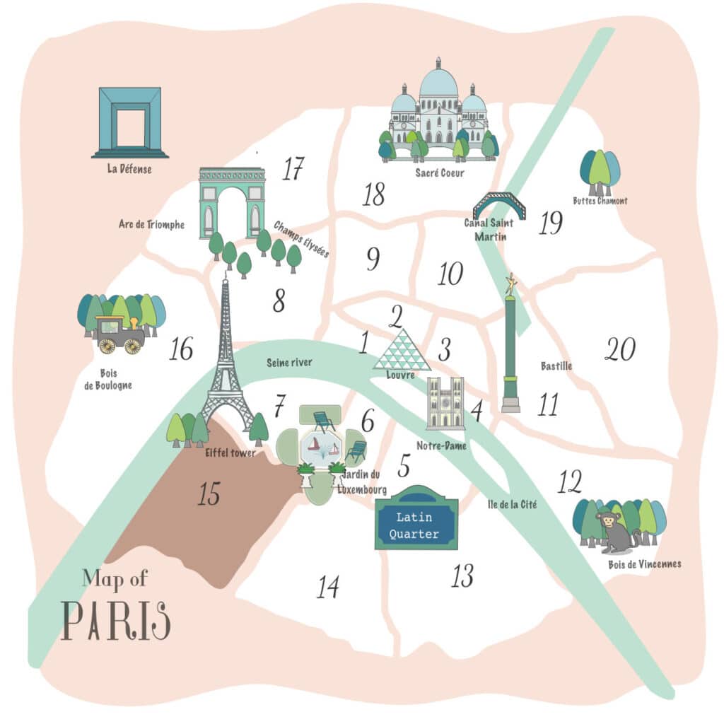 15th arrondissement on a map of Paris