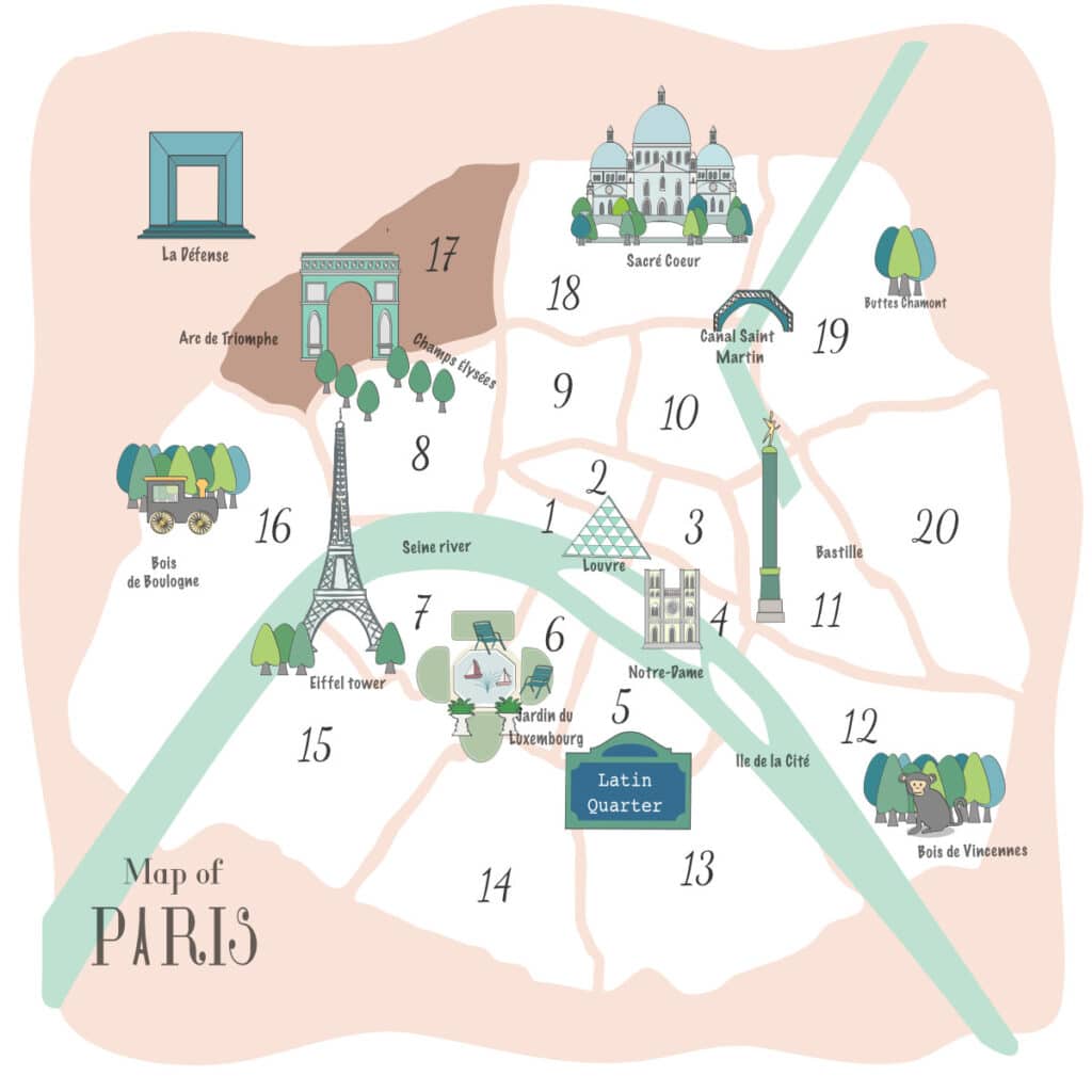 17th arrondissement on a map of Paris