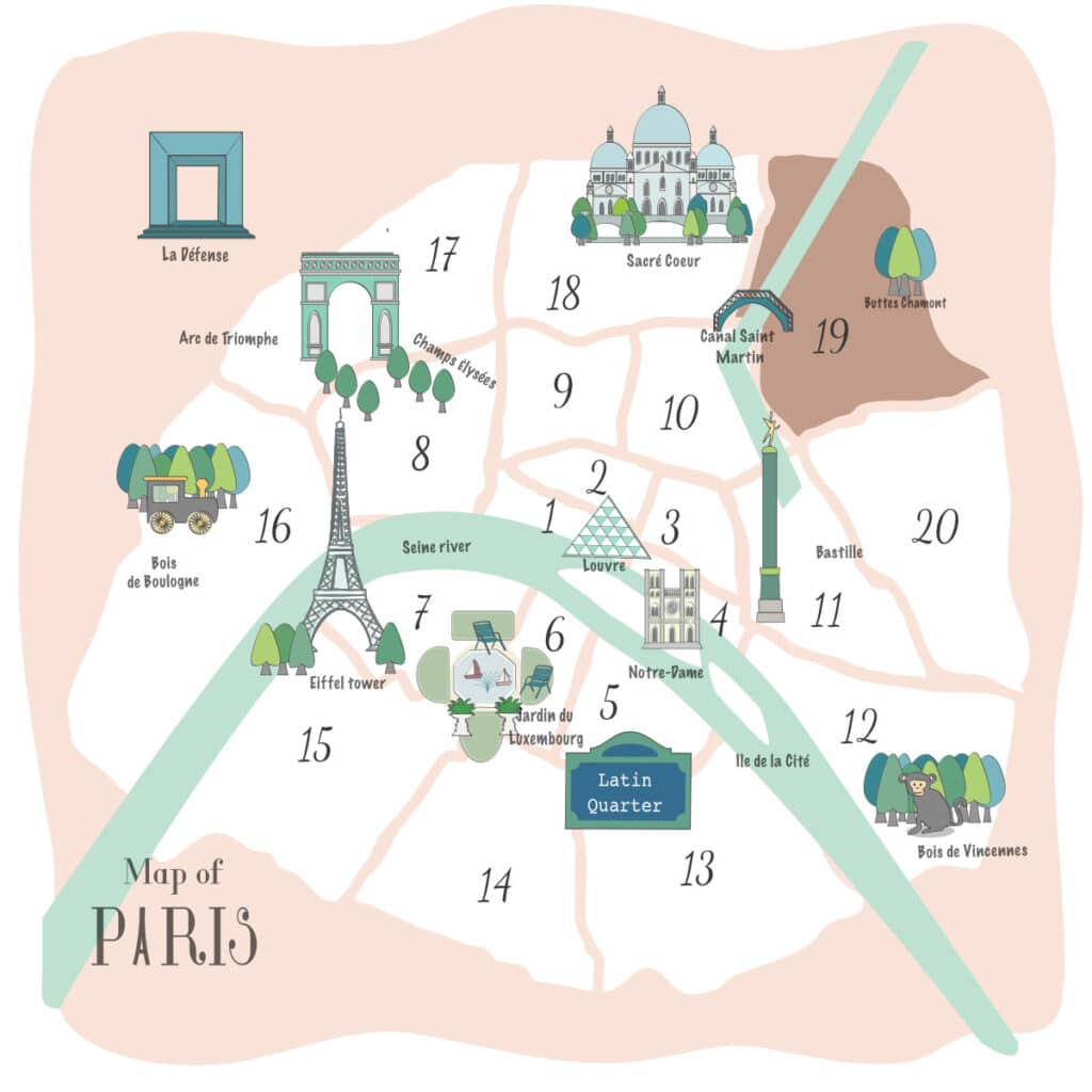 19th arrondissement on a map of Paris