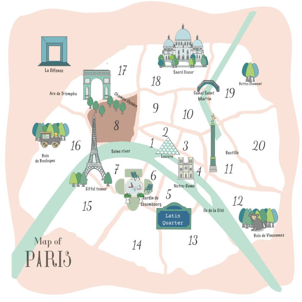 8th arrondissement on a map of Paris
