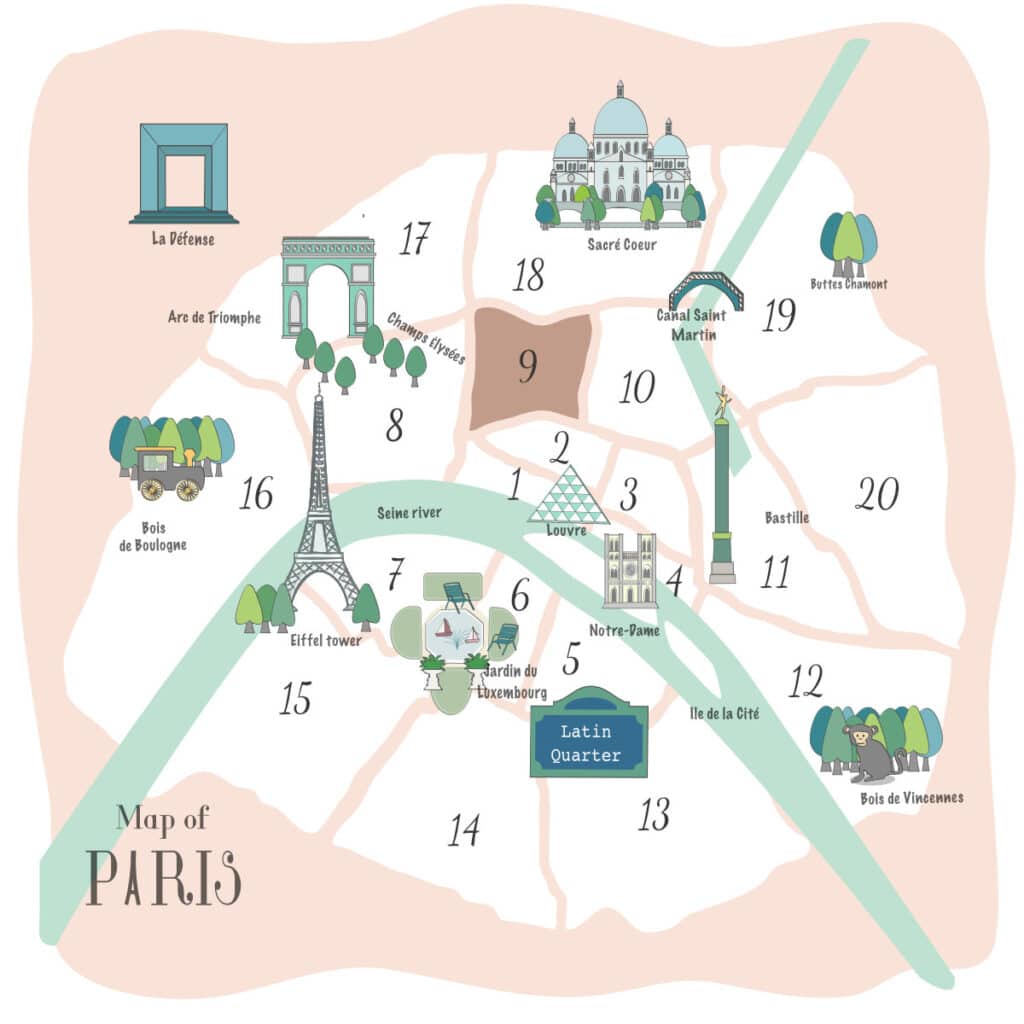 9th arrondissement on a map of Paris