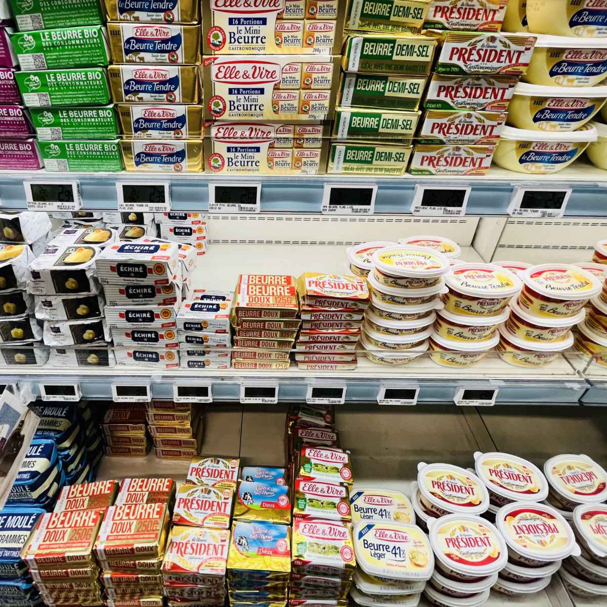 french butter in a grocery store in France