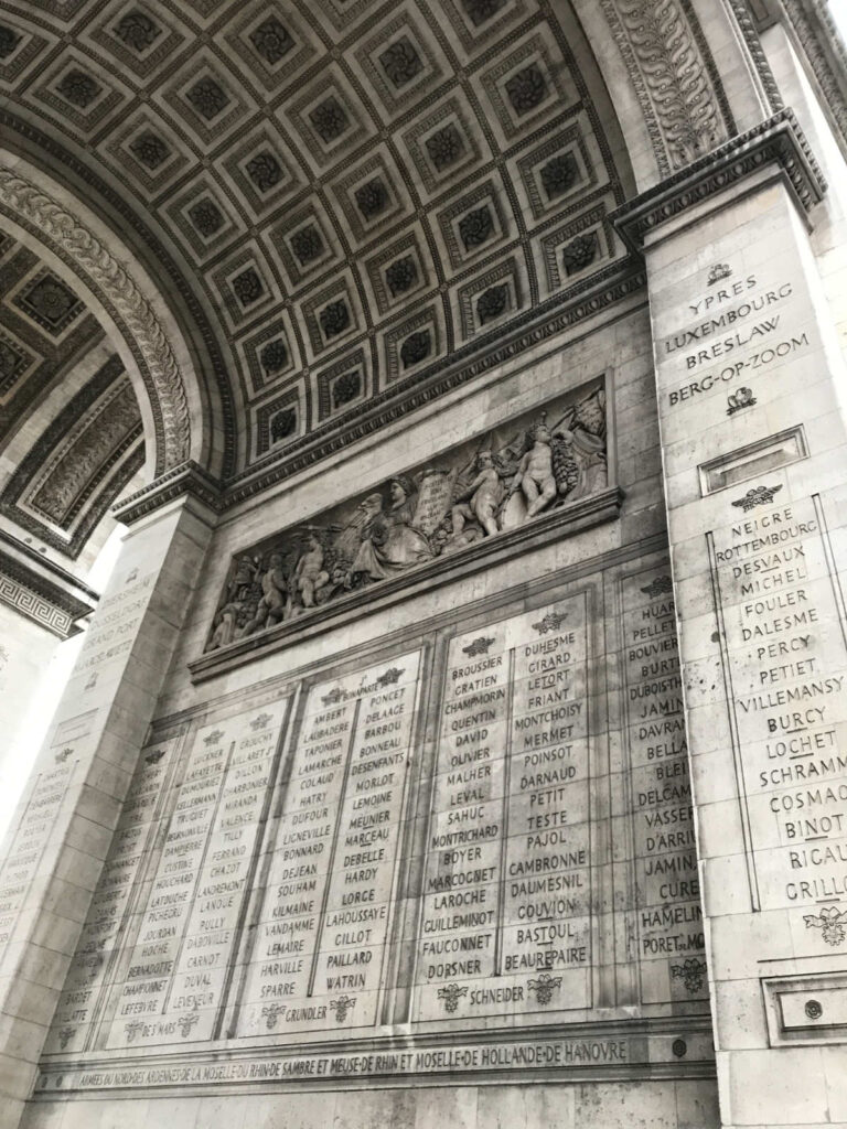 Engravings on the inner arch of the Arc de Triomphe