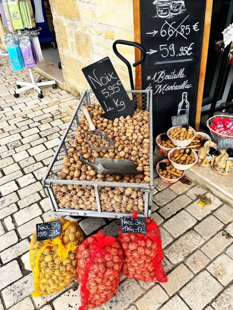 pile of chestnuts for sale in the Perigord Noir