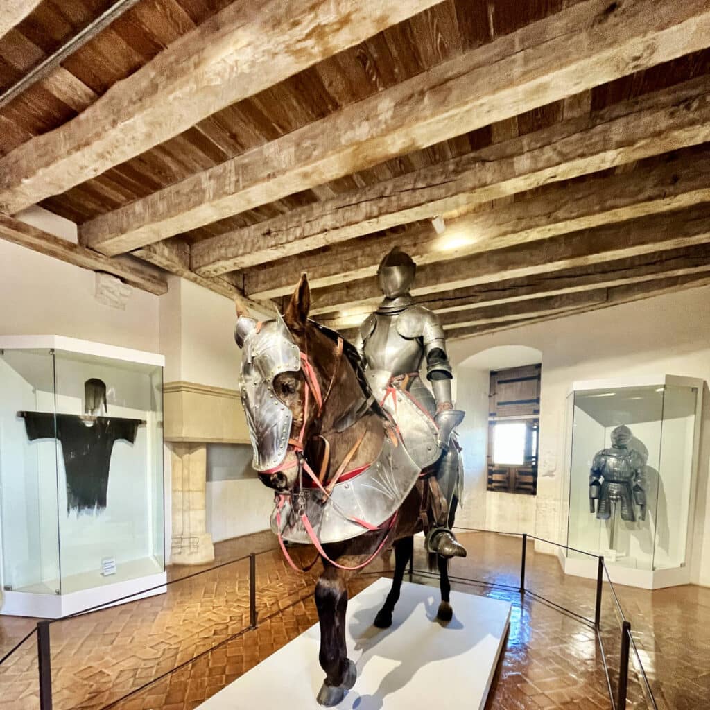 model of a knight in armour, on a horse